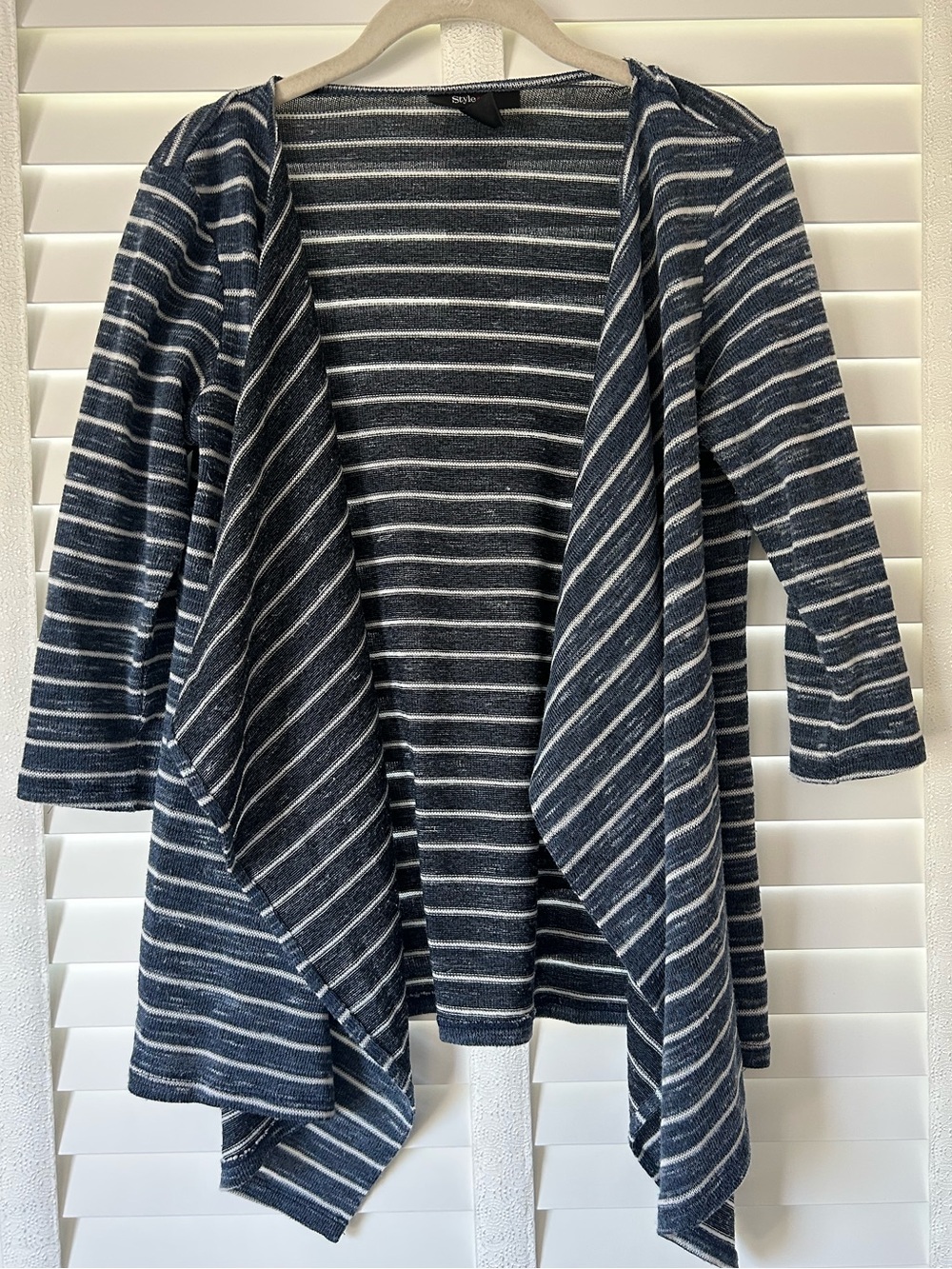 Style & Co Sweater Navy and White Stripes Petite Small